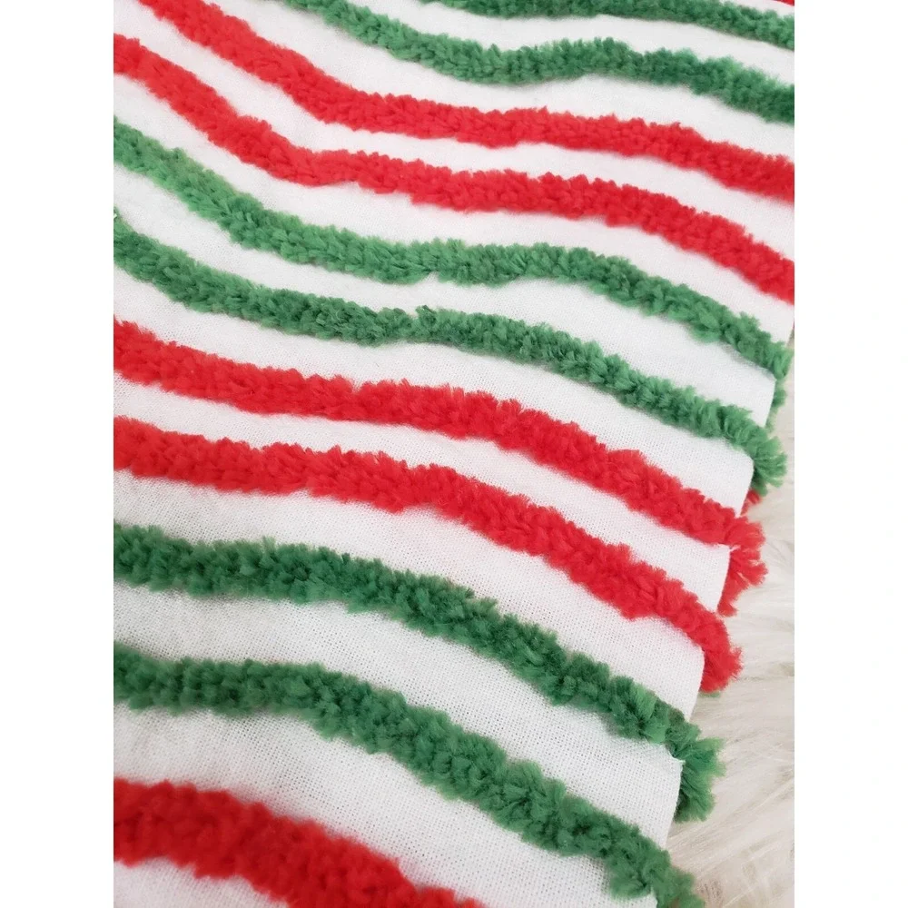 NEW Daisy Kingdom Nana's Attic Chenille Craft Cuts Fabric STRIPE Christmas 17x28